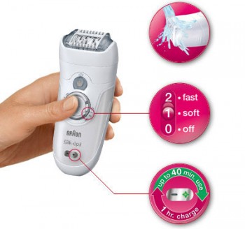 Одного часа подзарядки эпиляторов Braun Silk-epil 7 хватит на 30-40 минут работы